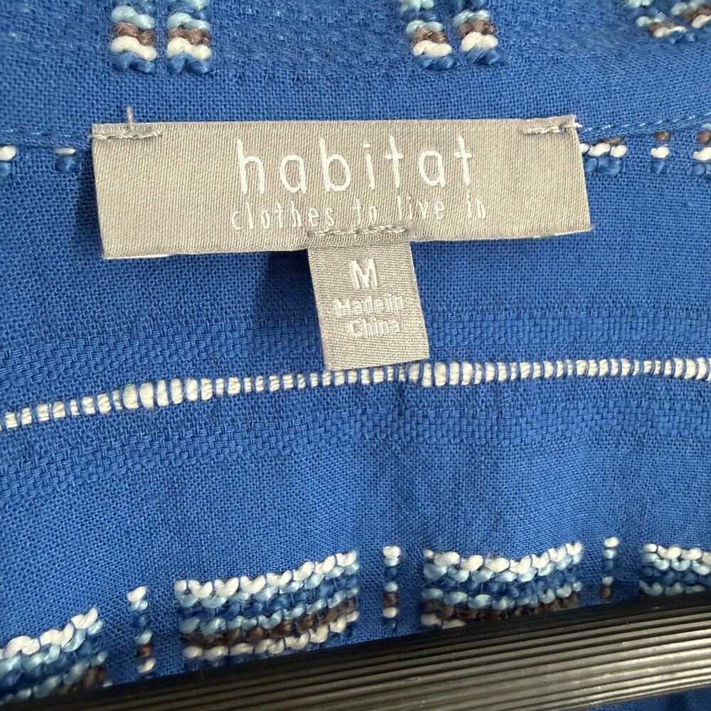 Habitat Sz Medium Blue Wearable Art to Wear Long Sleeve Blouse Shirt Top Artsy - Picture 3 of 10
